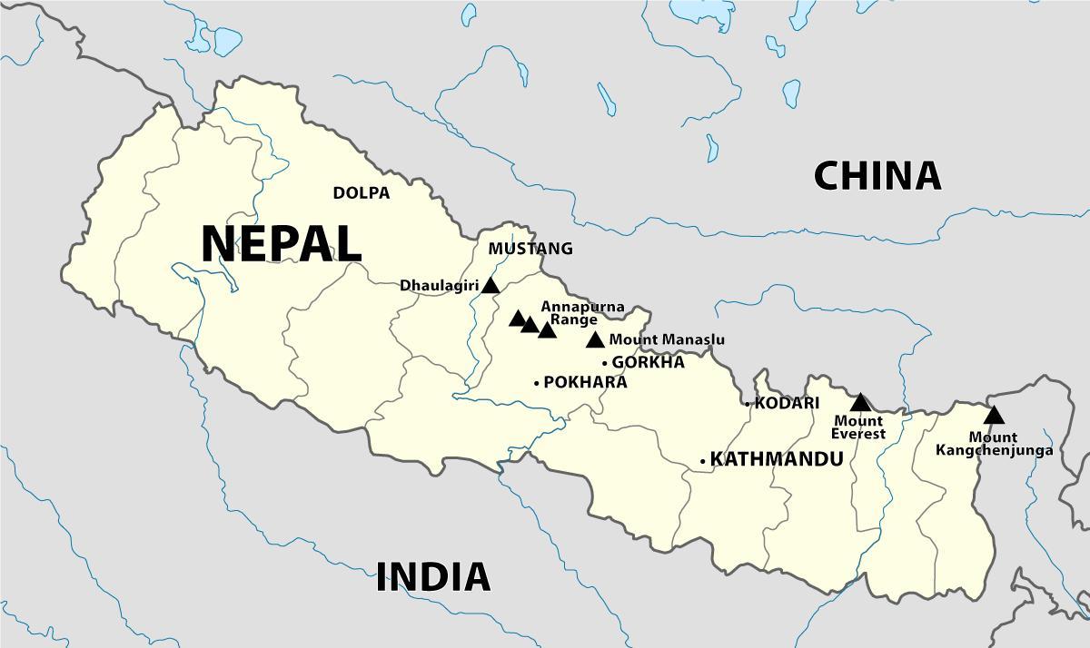 india, nepal fronteira mapa