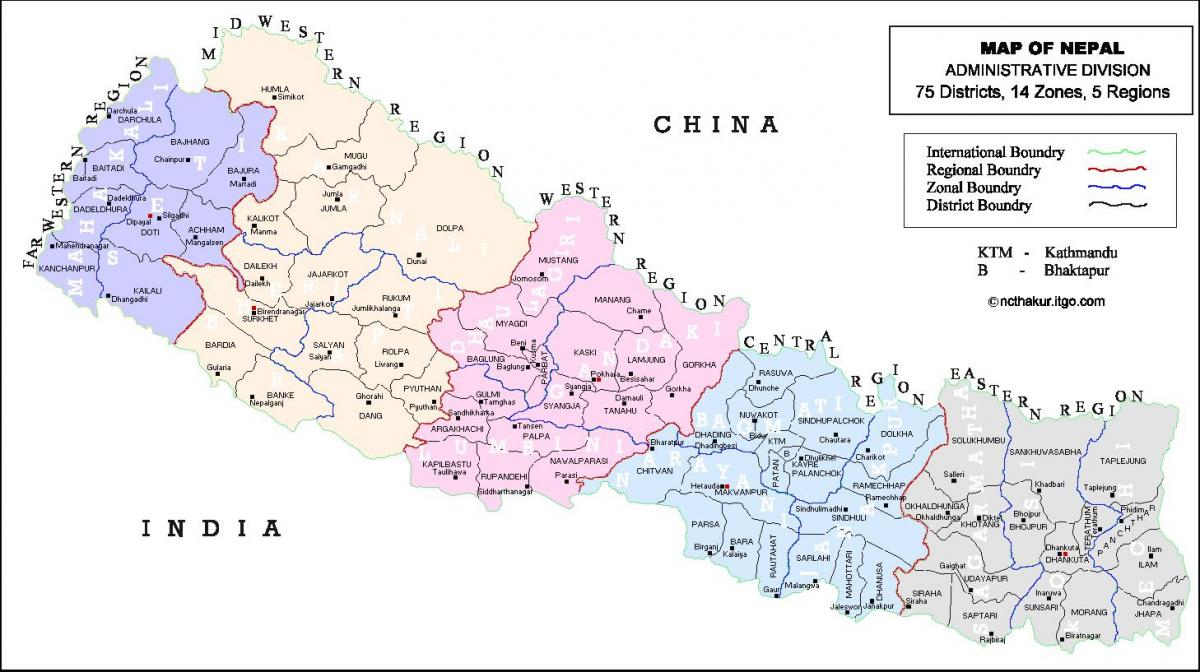 mapa de nepal con 75 provincia