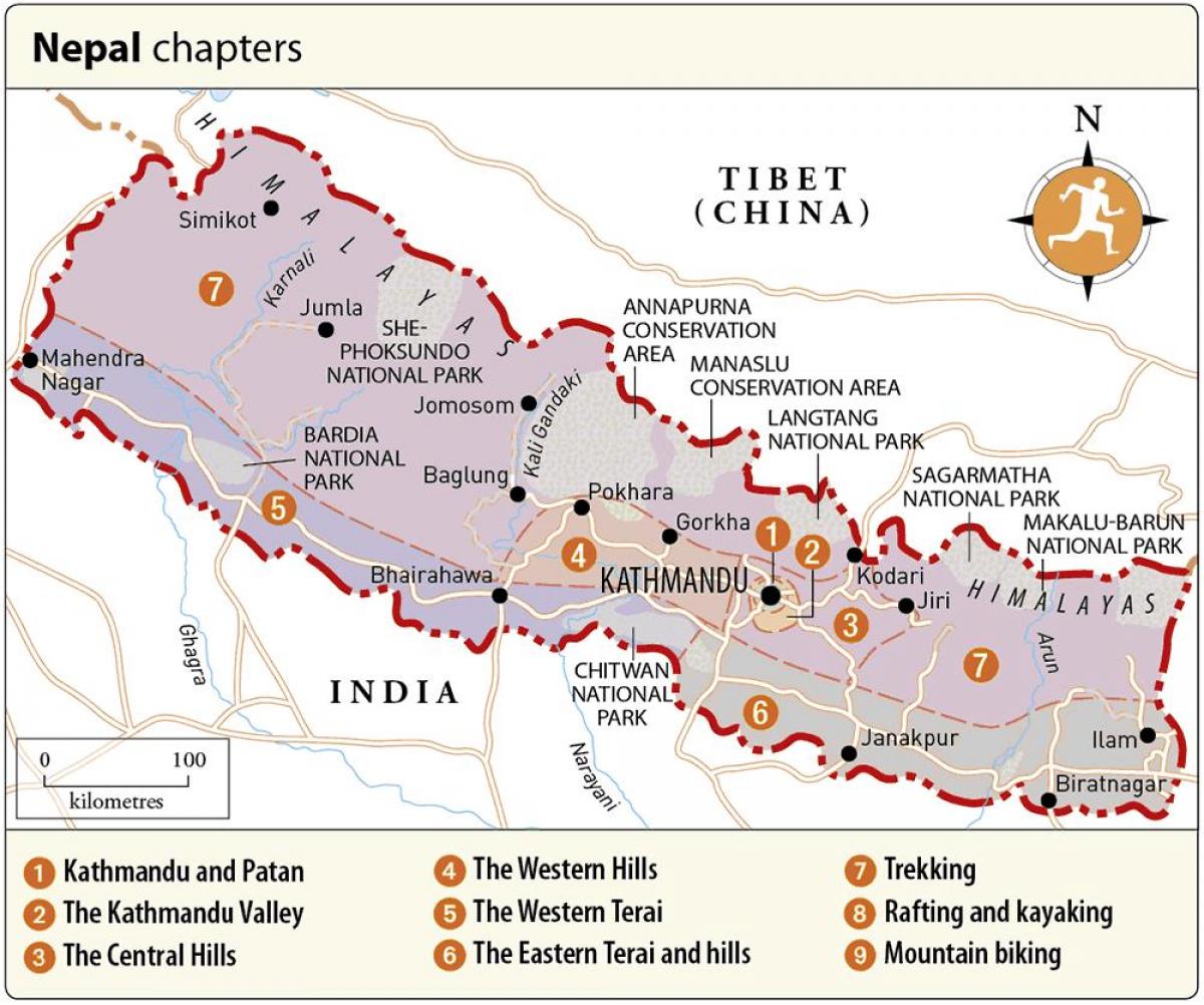 Mapa de nepal con templos