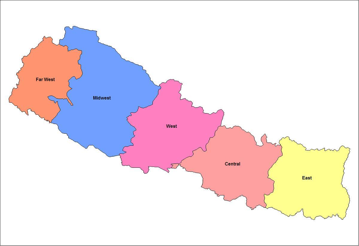 mapa do leste de desenvolvemento rexión de nepal