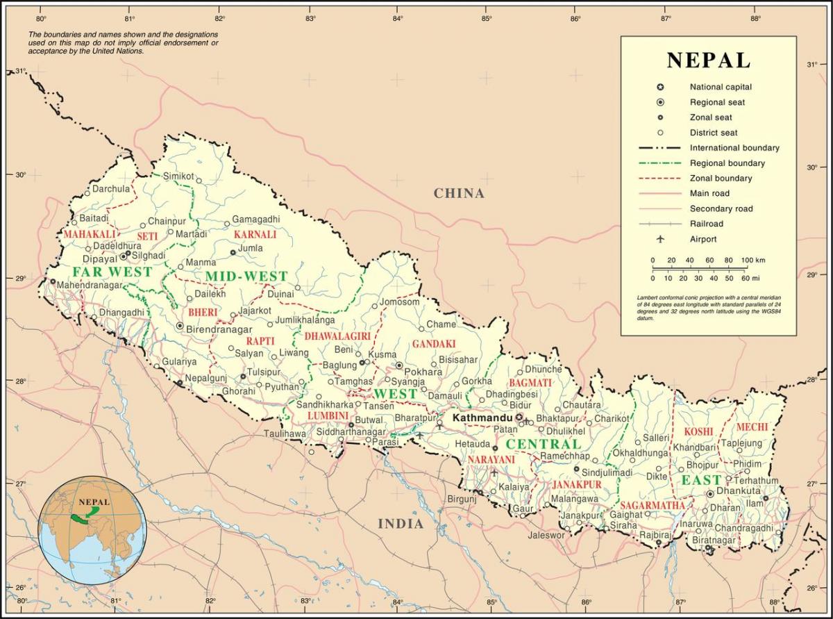 ferrocarril mapa de nepal