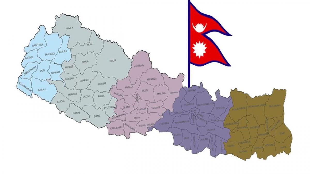 Mapa de nepal con bandeira