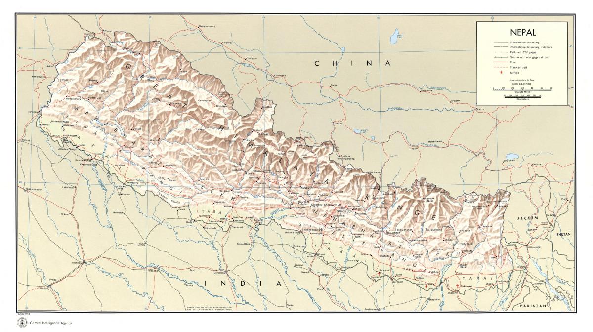 nepal tren mapa da ruta