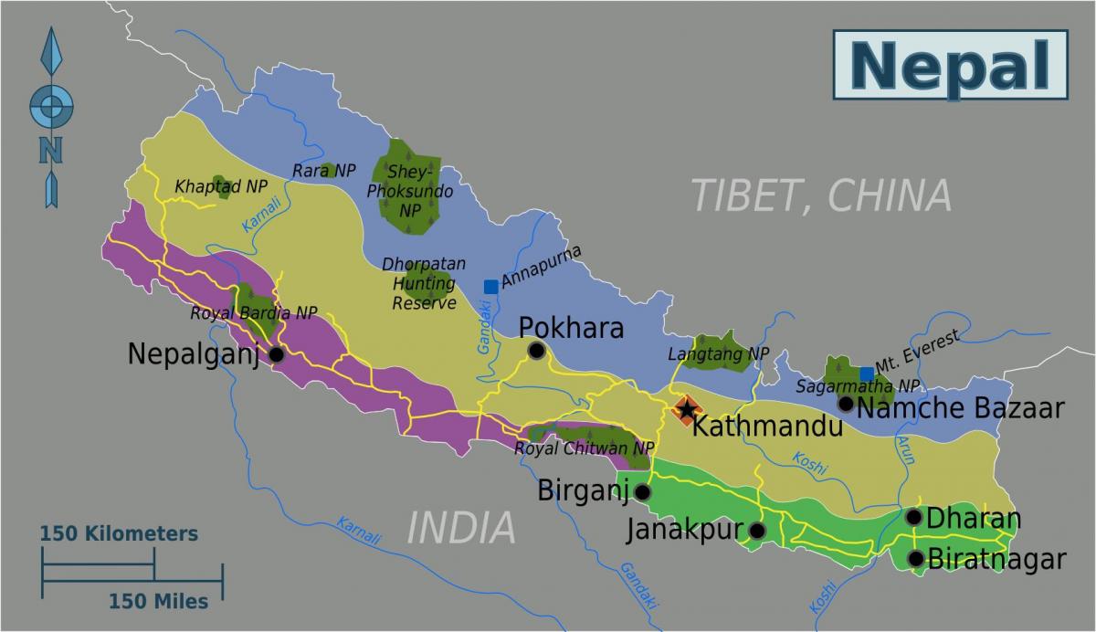 xeográfica mapa de nepal