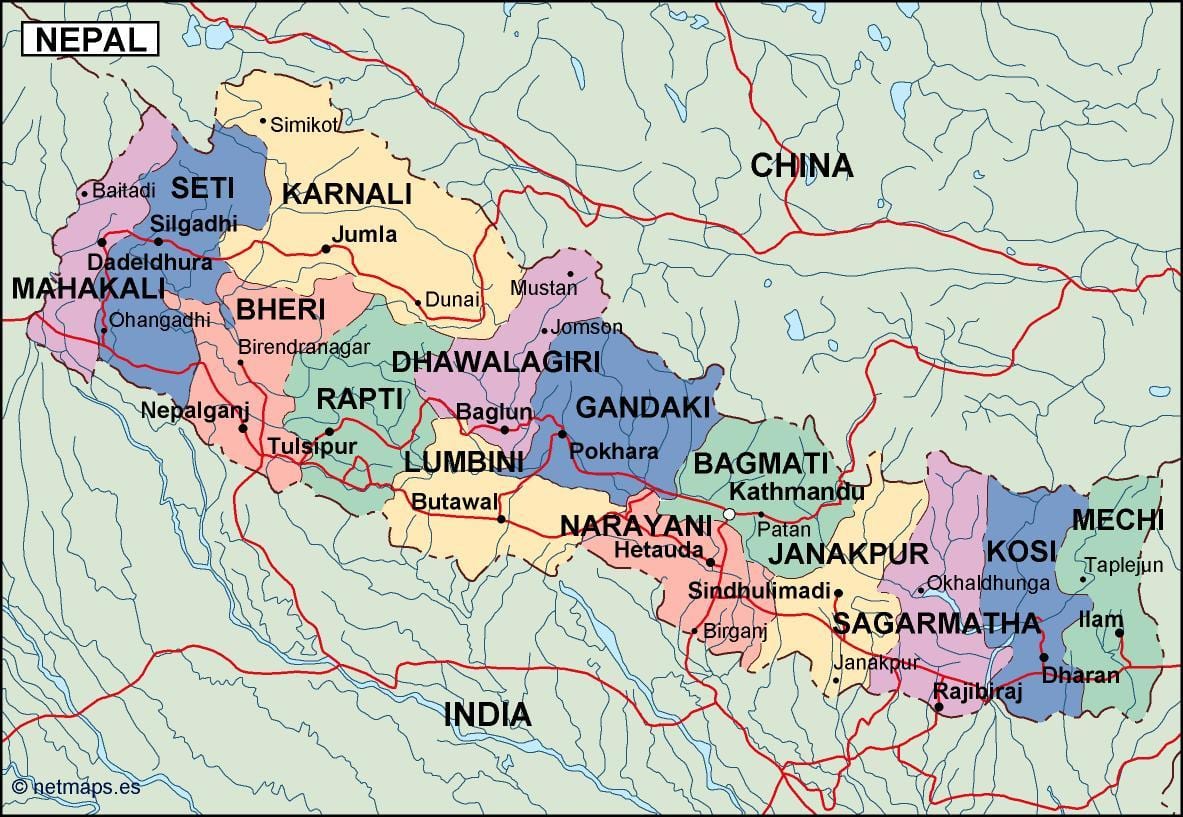Mapa dixital de nepal