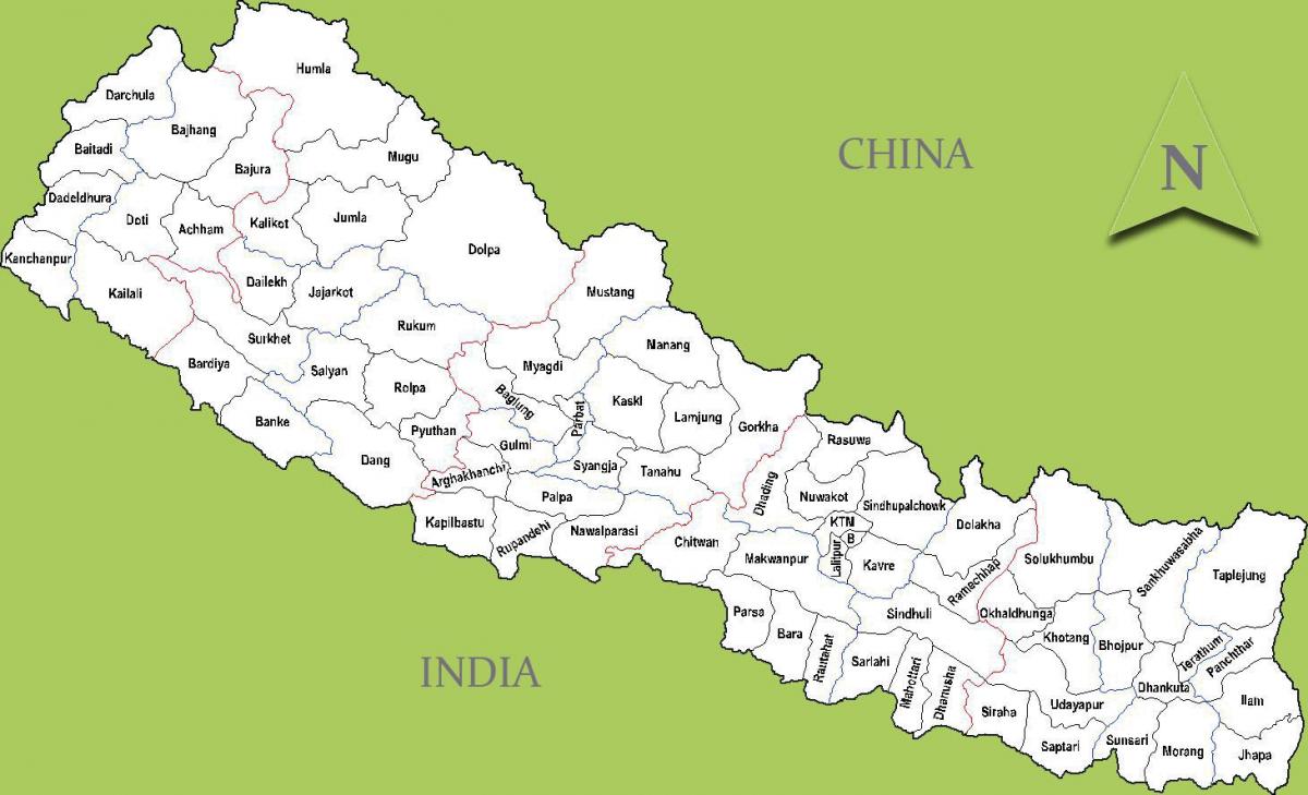 nepal mapa con cidades