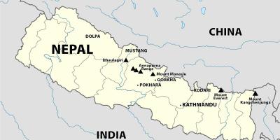 India, nepal fronteira mapa