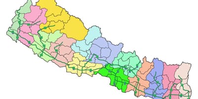Mapa de nepal coas principais estradas