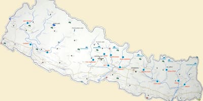 Mapa de nepal con lagos