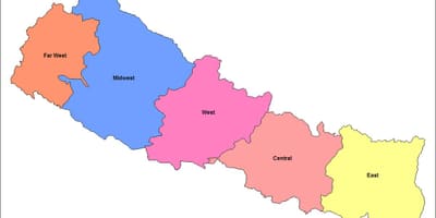 Mapa do leste de desenvolvemento rexión de nepal