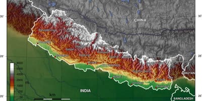 Nepal elevación mapa