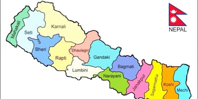 Mapa político do nepal con todos os distritos