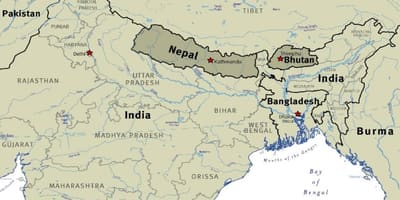 Mapa de bután nepal e tibet