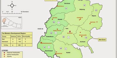 Mapa do oeste de nepal